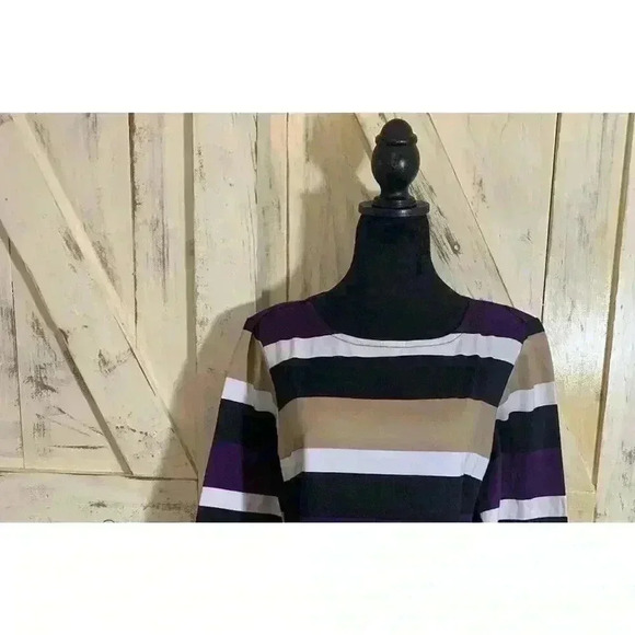 RN Studio by Ronni Nicole Women’s Dress 3/4 Sleeves Striped Multicolor Size 12P - Picture 6 of 9